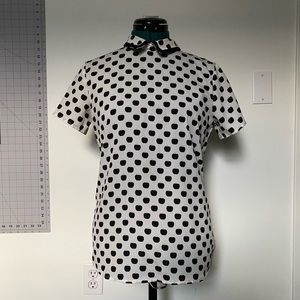 Apple print collared blouse